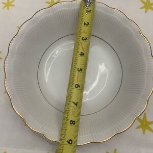 Vintage Elegant White and Gold Rimmed Dinnerware Bowl